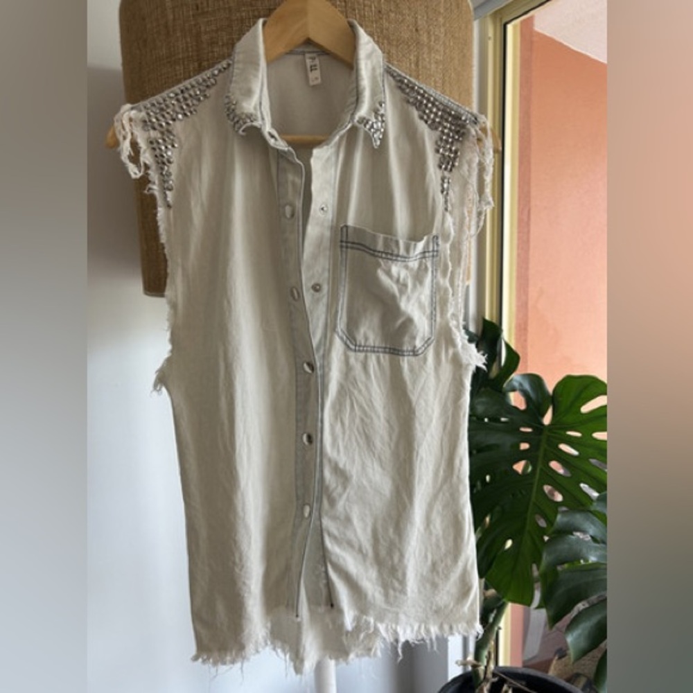 Spell and the Gypsy collective Studded Sleeveless Button-Up Top